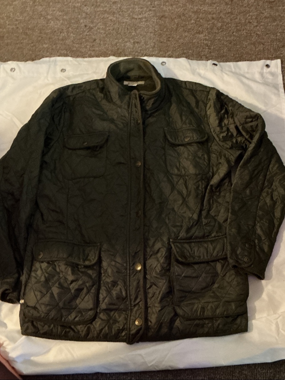 Natural Reflections Quilted Utility Jacket in Dark Olive Green